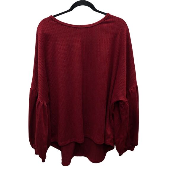 Oversized Pullover Sweater Womens 2XL Textured Balloon Sleeve Boho Top Cozy Knit - Picture 3 of 5